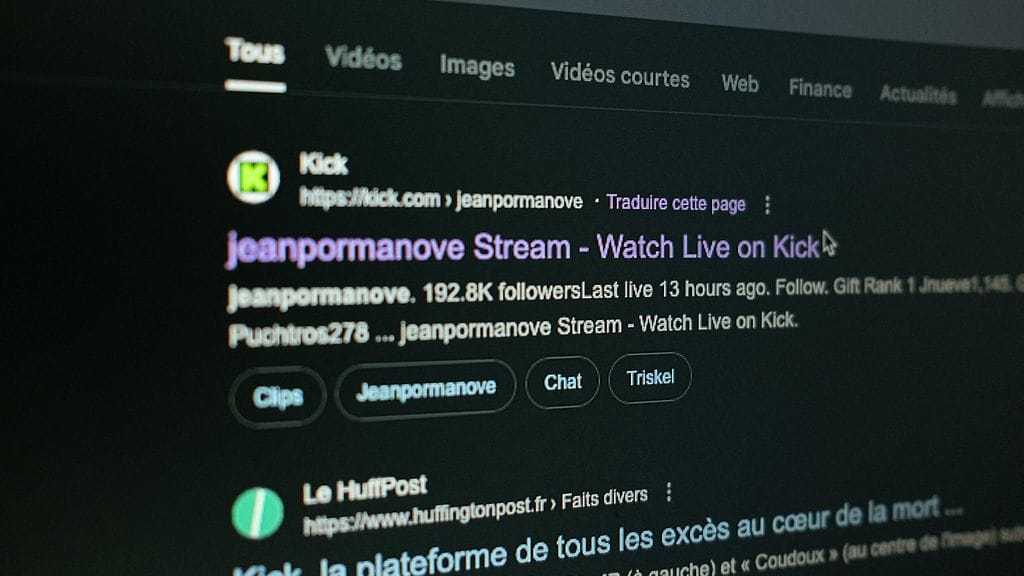 Kuvakaappaus striimaja Jean Pormanoven Kick-profiiliin ohjaavasta linkistä.