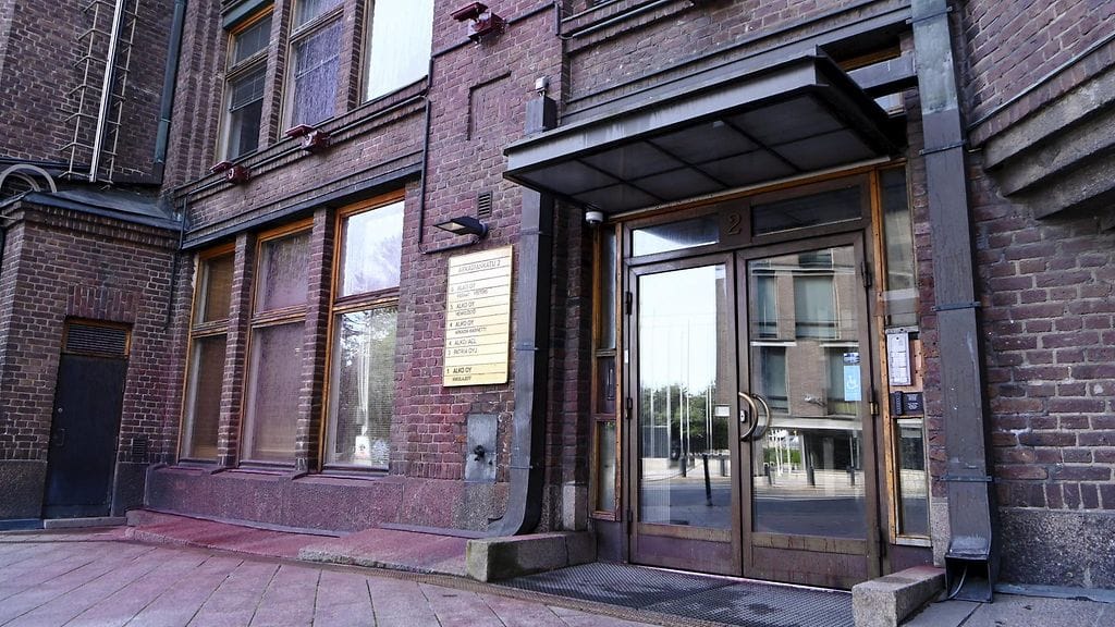 Puolustusteollisuusyhtiö Patrian pääkonttorin sisäänkäynti Helsingissä 22. elokuuta 2025.