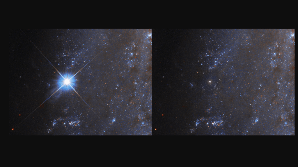 Hubble-avaruusteleskoopin ottamat kuvat näyttävät supernovaräjähdyksen himmenemisen vuoden aikana.
