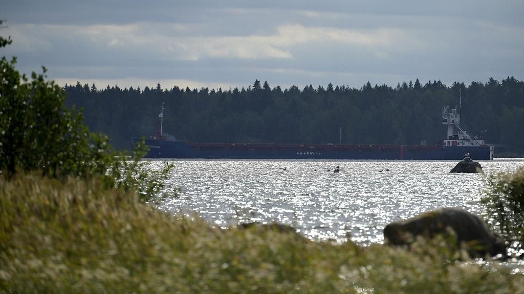 LK 28.8.2025 Venäjän vakoiludroonien tukialukseksi epäilty Antiguan ja Barbudan lipun alla seilaava rahtilaiva Hav Dolphin matkalla Vaasan satamaan 28. elokuuta 2025.