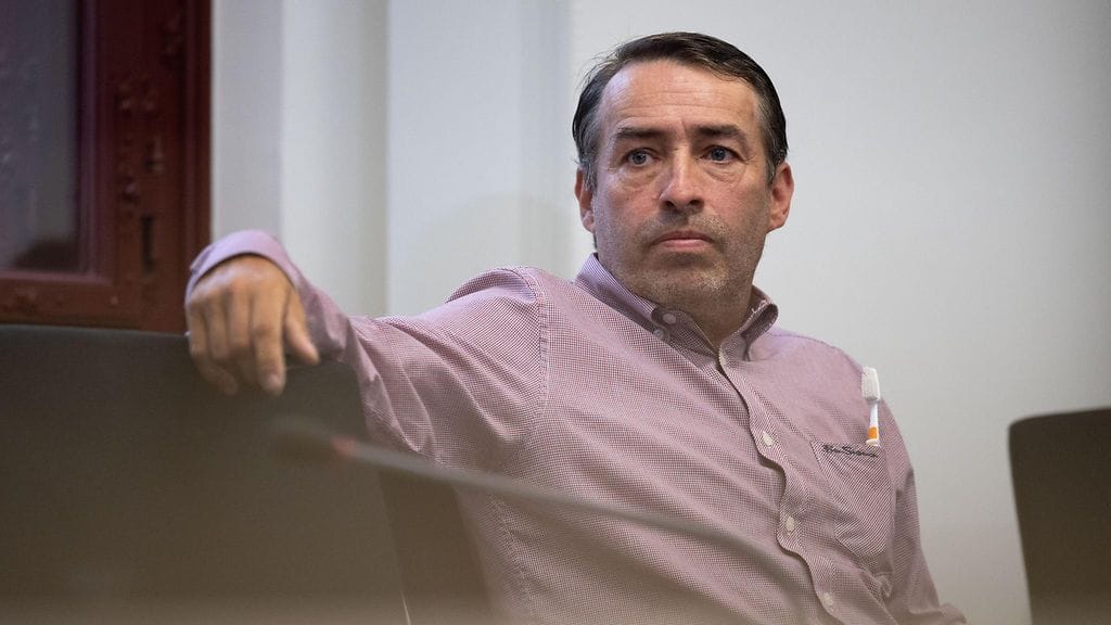 AOP Äärioikeistolainen Sven Liebich Hallen alueoikeuden oikeussalissa.