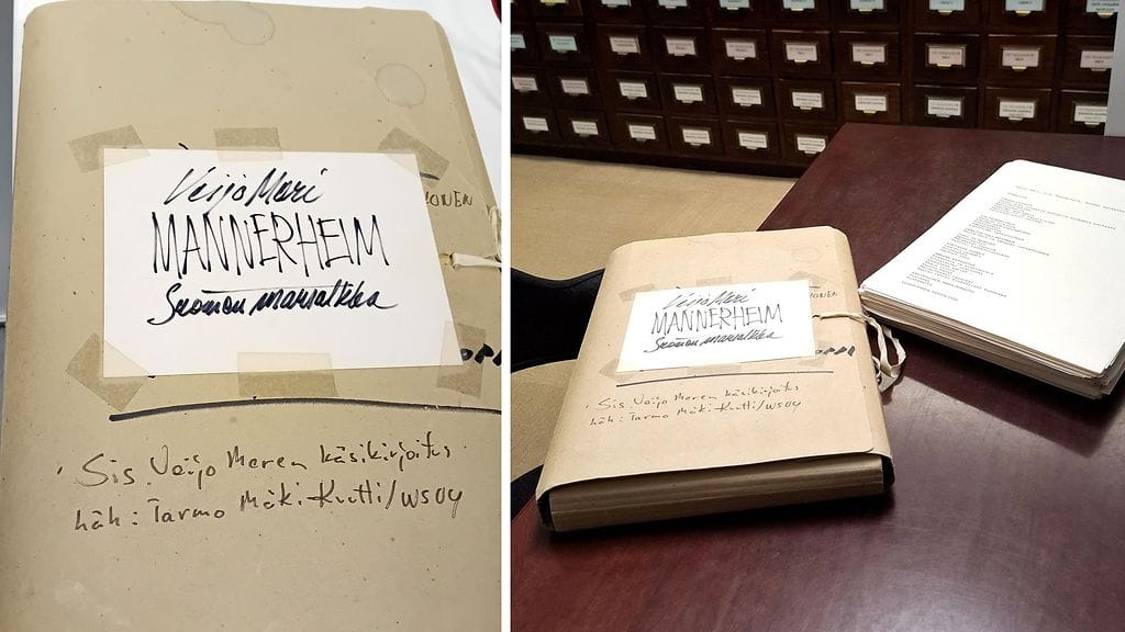 Konttiin lahjoitettu Veijo Meren käsikirjoitus. Kuva: SPR Kontti