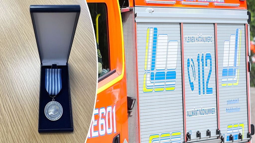 Kollaasikuva hengenpelastusmitali Närpiö