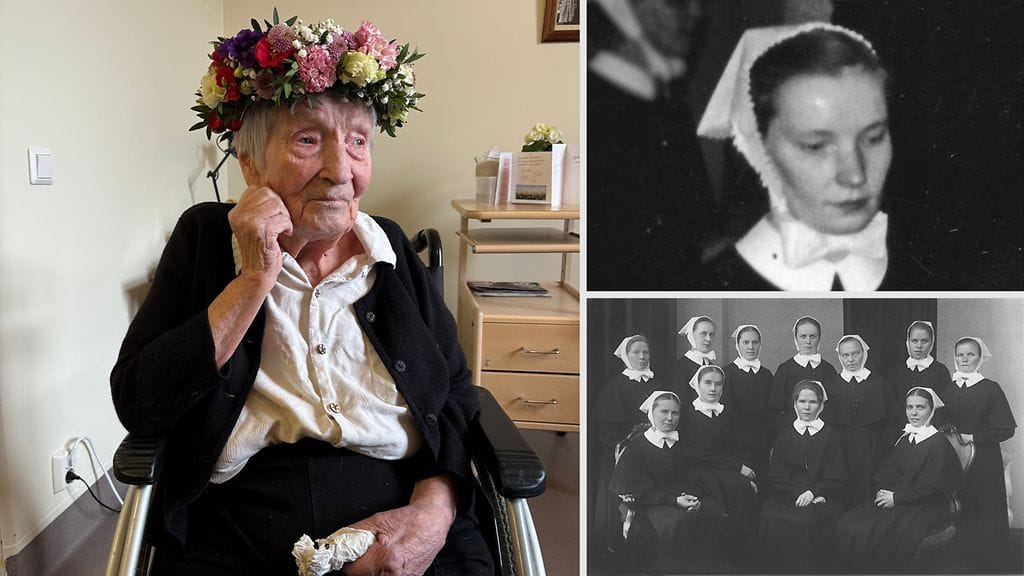 Kuvaa Rauha Venetmäestä 99-vuotiaana sekä hänen diakonissavihkimyksestään vuonna 1952. Kuvan oikeassa alalaidassa myös vuonna 1929 vihittyjä diakonissoja vihkimyspäivänään kuvattuna.