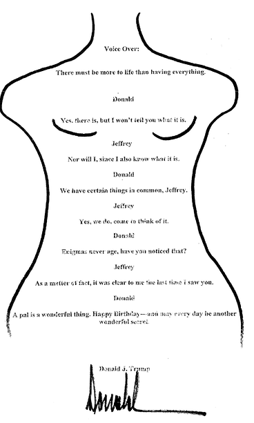 Trumpin onnitteluviesti Epsteinille