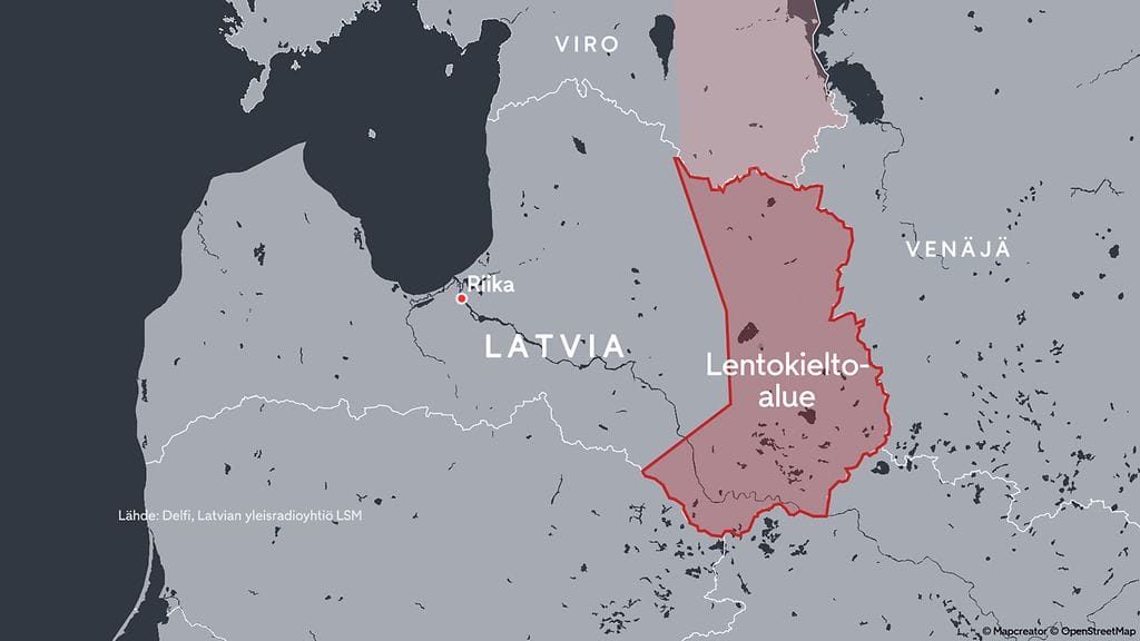 1209 Latvia lentokieltoalue kartta