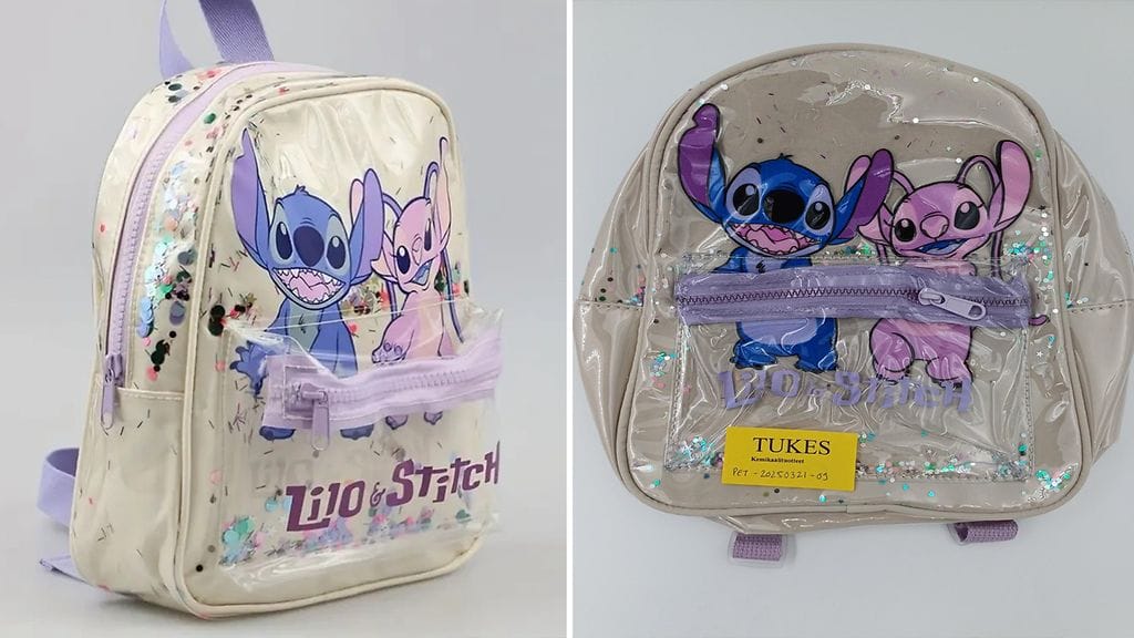 Lilo & Stitch -teemainen reppu tulee poistaa käytöstä, neuvoo Tukes.