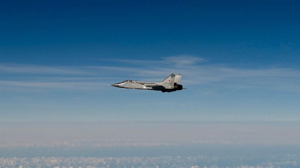 Ruotsin ilmavoimien ottama kuva Venäjän MiG-hävittäjästä perjantaina 19. syyskuuta.