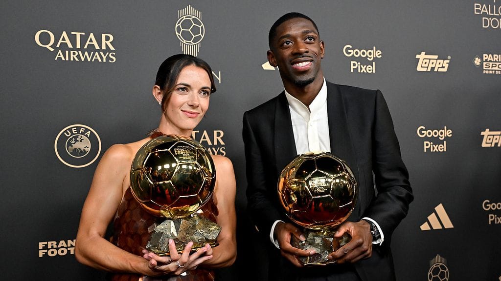 Aitana Bonmati ja Ousmane Dembele palkittiin maailman parhaina jalkapalloilijoina.