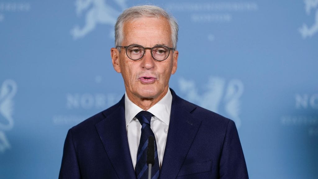 Norjan pääministeri Jonas Gahr Störe kuvattuna Oslossa 31. elokuuta 2025.