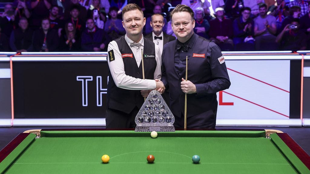 Kyren Wilson ja Shaun Murphy Masters-finaalissa viime tammikuussa.