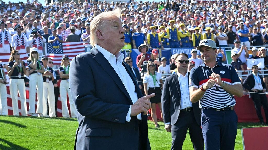 Innokkaana golfmiehenäkin tunnetun Donald Trumpin läsnäolo Ryder Cupissa ei jäänyt pimentoon.