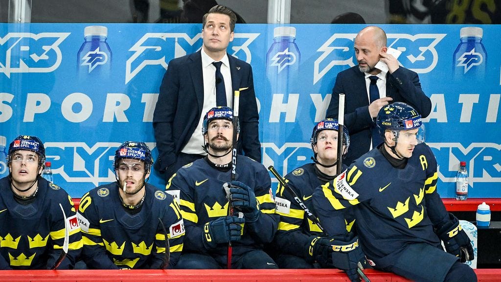 Kuva Ruotsin joukkueesta viime kevään MM-kisoista.