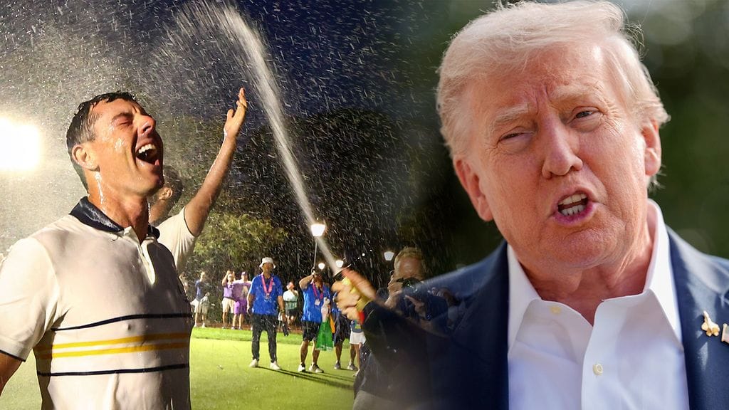 Rory McIlroy (vas.) juhli Ryder Cupin voittoa.