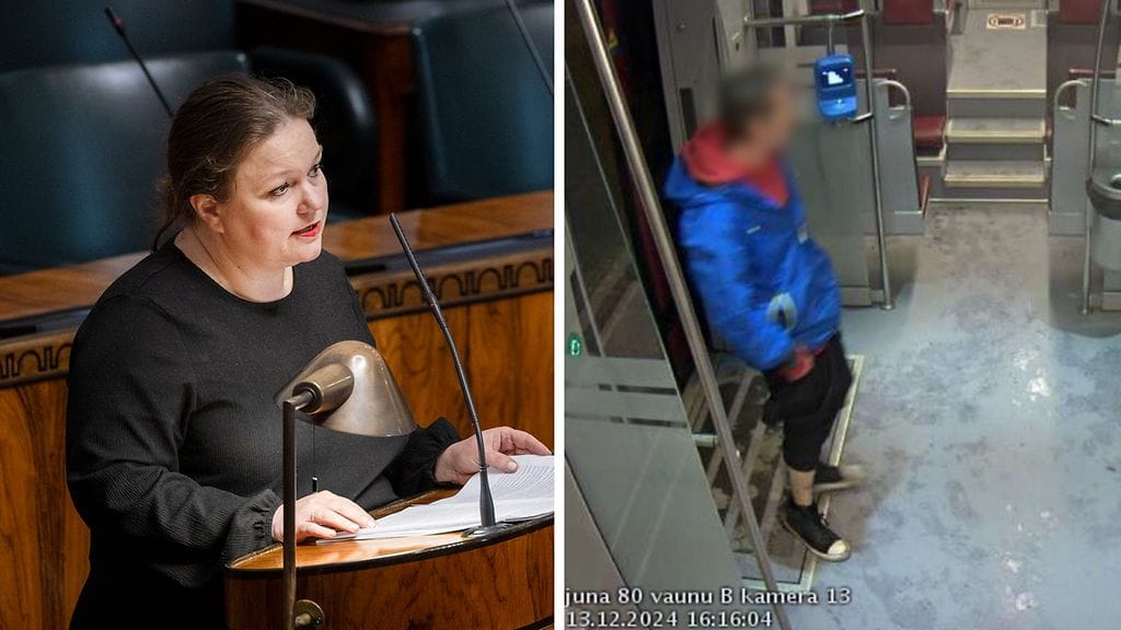 Vasemmalla kansanedustaja Krista Kiuru. Oikealla hänen pahoinpitelystään tuomittu mies.