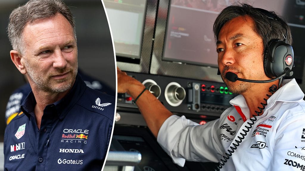 Christian Horner (vas.) on tehnyt tunnusteluja Ayao Komatsun johtamaan Haas-talliin.