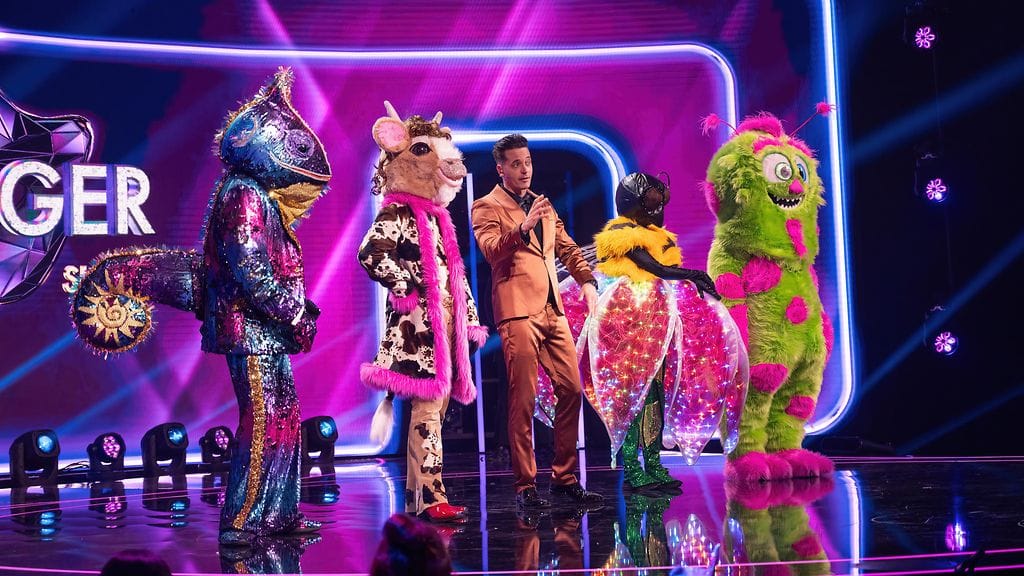 Masked Singer -lavalle jaksossa nousivat Riiviö, Kukkakärpänen, Mansikki, Kameleontti ja Kulkukoira.