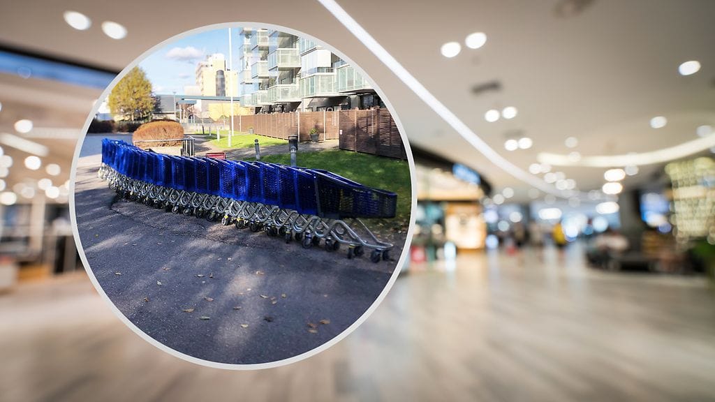 Satu Andersenin ottamassa kuvassa näkyy suuri määrä ostoskärryjä kauppakeskus Entessen läheisyydessä.
