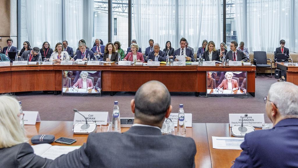 EU-johtajia Brysselissä 22. lokakuuta 2025.