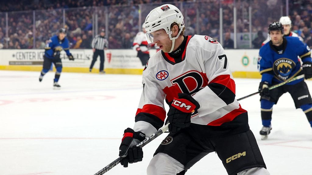 Tristan Ashbrook AHL-seura Belleville Senatorsin paidassa viime helmikuussa.