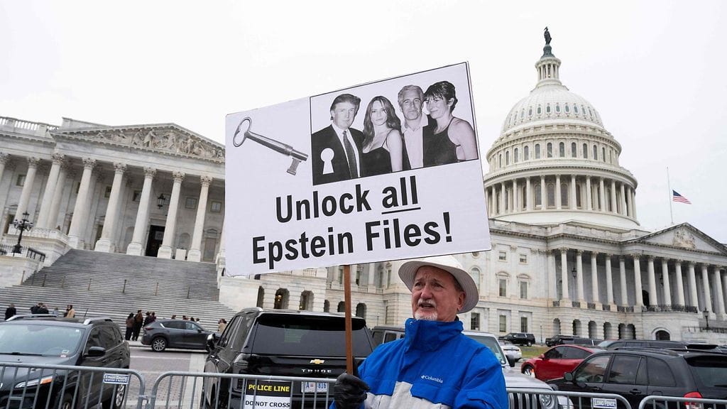 Mielenosoittaja Capitolin edustalla 18. marraskuuta.