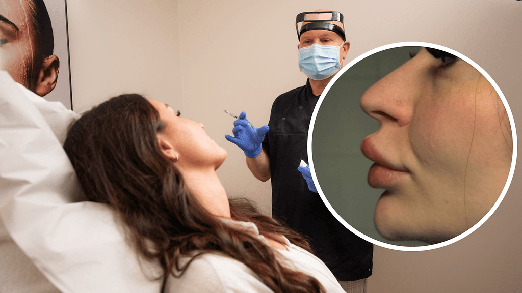 Ulkonäköä voi muokata helposti ja halvalla, mutta huulten täyttämiselle voi myös sokaistua. Pikkukuvassa Agnes Roos, taustalla plastiikkakirurgi Heikki Kupi.