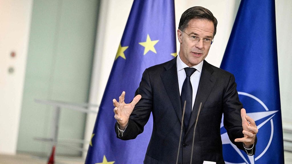 Naton pääsihteeri Mark Rutte 11. joulukuuta Berliinissä.