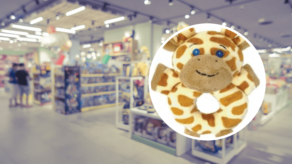 Puuhamaassa ja Ranualla myydyissä pehmoleluissa on havaittu tukehtumisriski. Kuvan lelua on myyty Puuhamassa. Taustalla kuvituskuva.