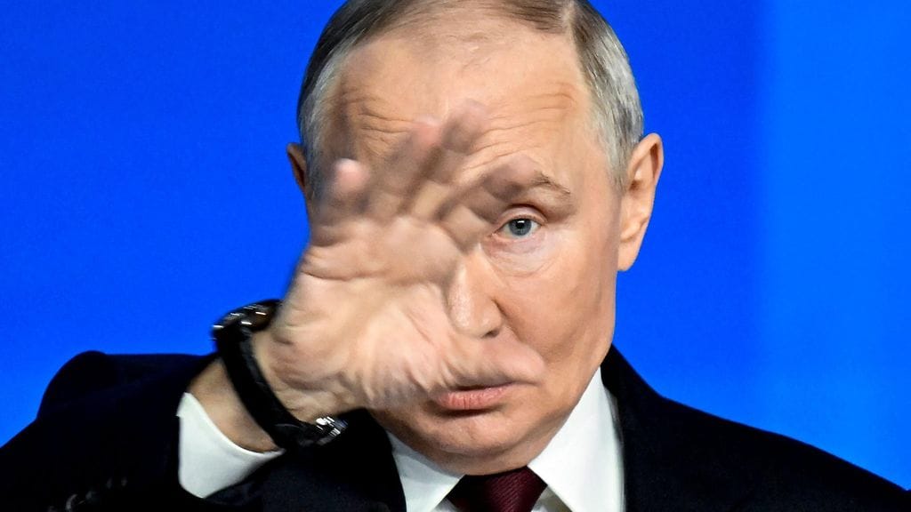 Venäjän presidentti Vladimir Putin kuvattiin perinteisessä kyselytilaisuudessaan.
