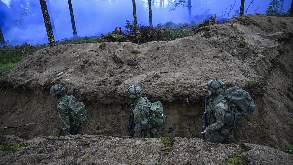 Taisteluharjoitus linnoituksessa Kankaanpään Niinisalossa 9. joulukuuta 2025.