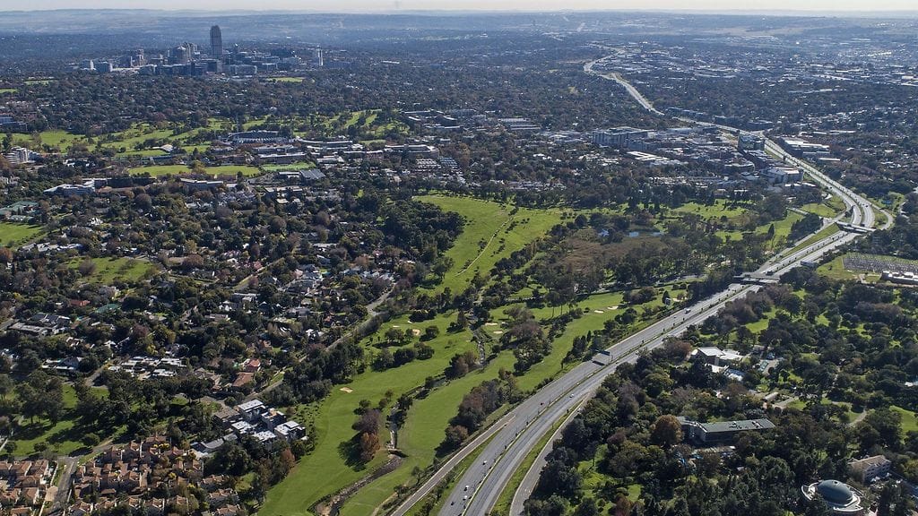 Ilmakuvaa Johannesburgista, Etelä-Afrikasta.