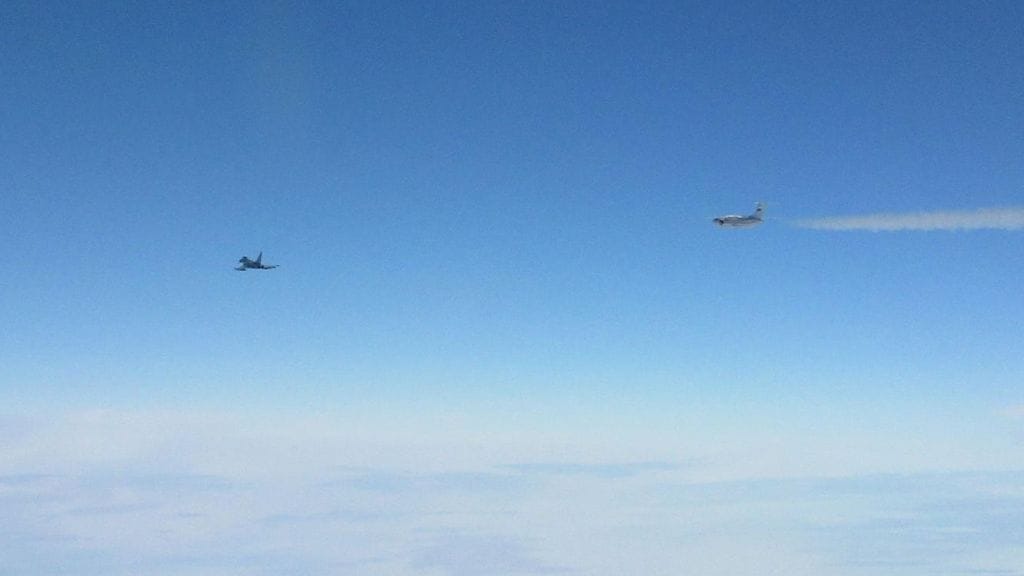 Maaliskuussa 2023 Saksan ja Britannian ilmavoimat saattoivat Venäjän hävittäjää, joka lensi lähellä Viron ilmatilaa. Kuvituskuva.