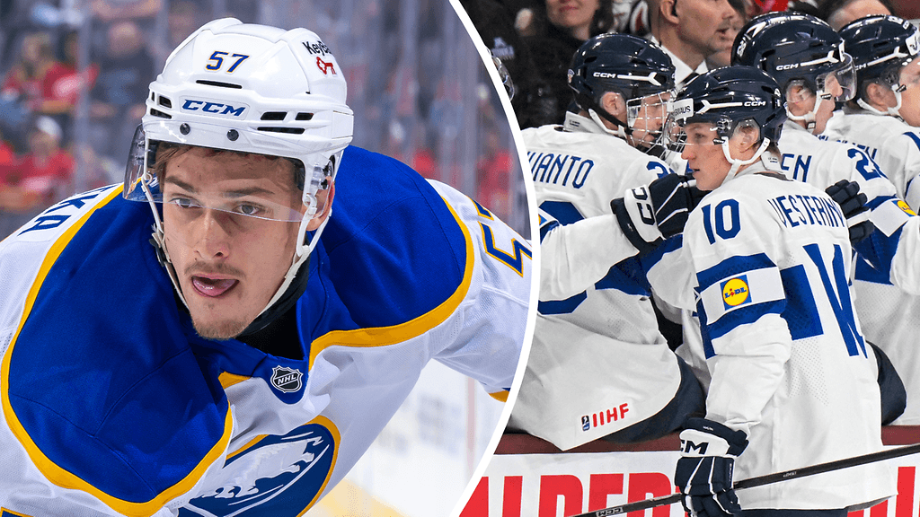 Radim Mrtka (vasemmalla) hyppää askiin Suomea vastaan.