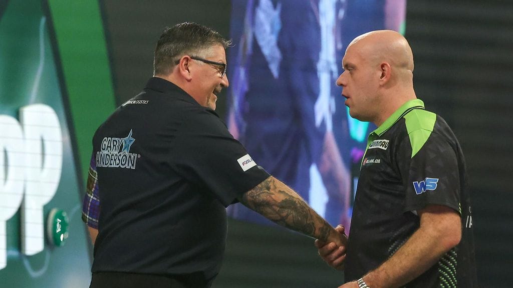 Gary Anderson (vas.) pudotti Michael van Gerwenin dartsin MM-kisoista.