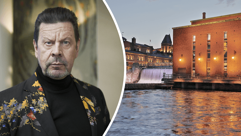 Tammerkosken voimalaitoksen seinään heijastetaan Harri Hinkan ottama Mustajärven kuva 2.–4. tammikuuta kello 16–00.