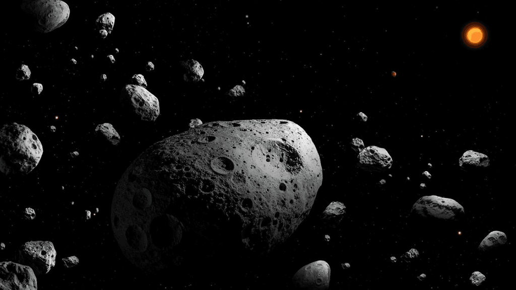 Taiteilijan näkemys 2025 MN45 -asteroidista