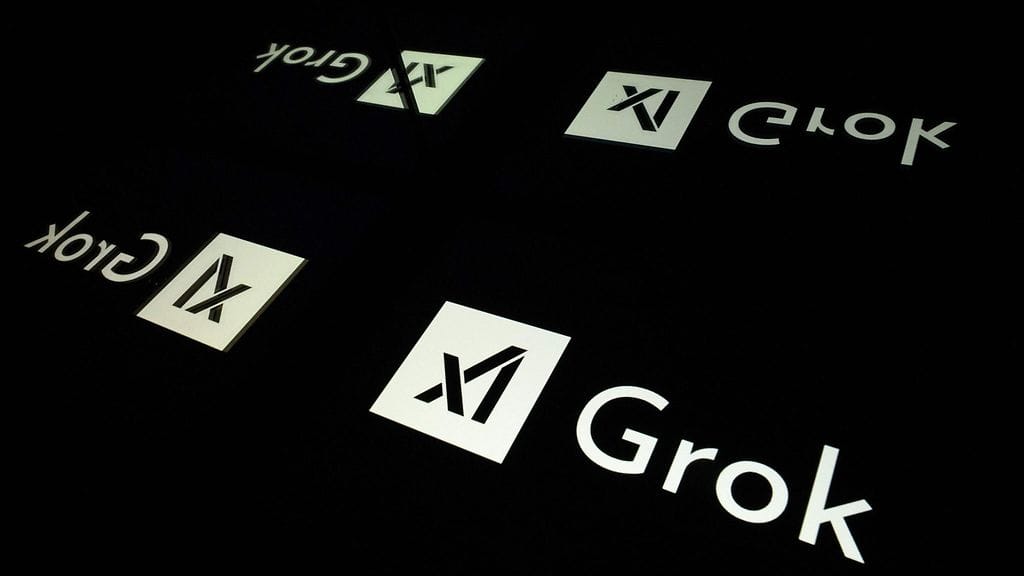 Kuvassa XAI:n kehittämän generatiivisen tekoälychatbotin Grokin logo.