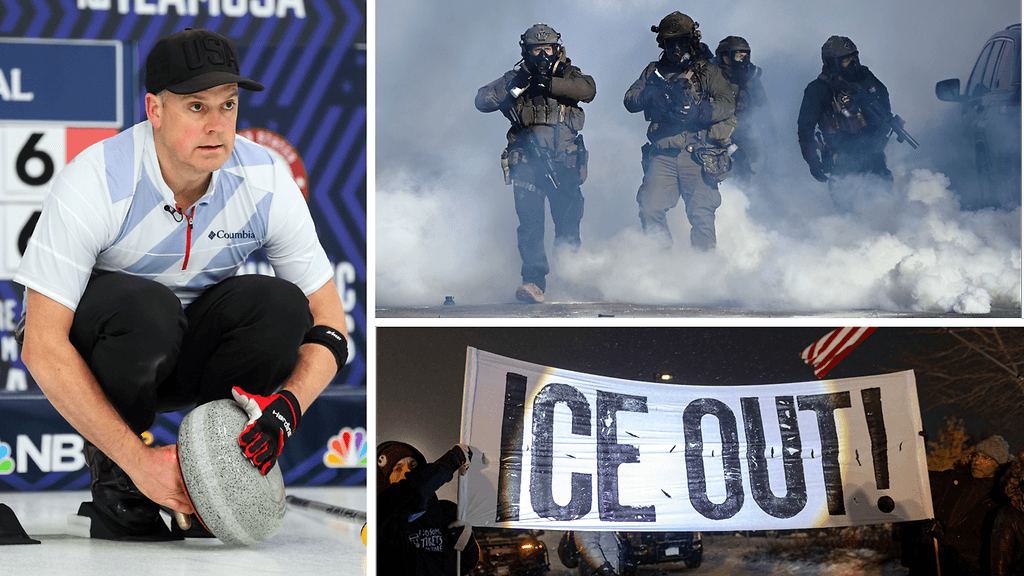 Curlingpelaaja ja lakimies Rich Ruohonen (vas.) on yrittänyt valmistautua Milano-Cortinan olympialaisiin seuratessaan Minneapolisin tapahtumia murheellisena.