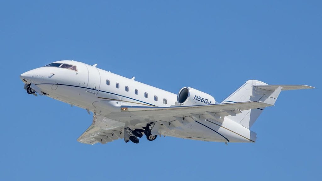 Bombardier Challenger 600 -suihkukone. Kuvituskuva.