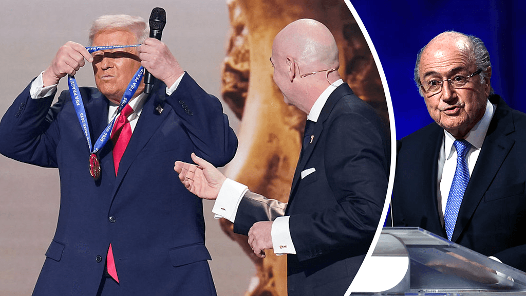 Donald Trumpin ja Gianni Infantinon arvosteluun on liittynyt myös Fifan entinen puheenjohtaja Sepp Blatter (oik.).