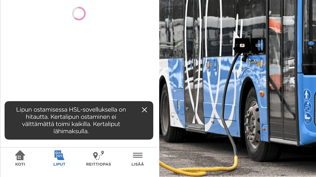 HSL:n sovelluksessa ilmeni ongelmia torstaiaamulla. Nyt vika näyttää korjautuneen.