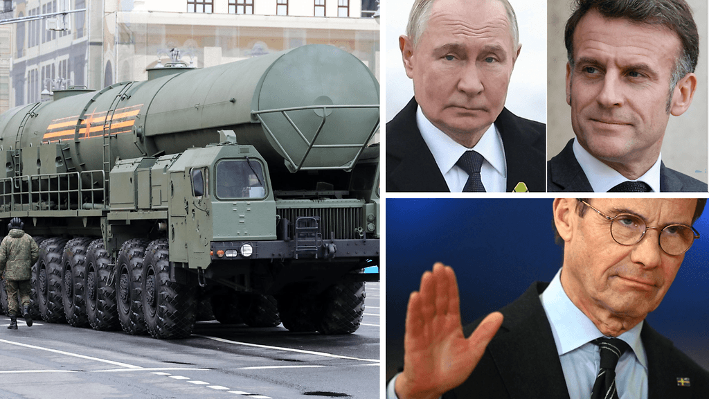 Riittääkö Ranskan ydinasepelote Euroopalle Putinin Venäjää vastaan? Ruotsi haluaa keskustella yhteistyön laajentamisesta, pääministeri Ulf Kristersson (oik. alh.) sanoo.