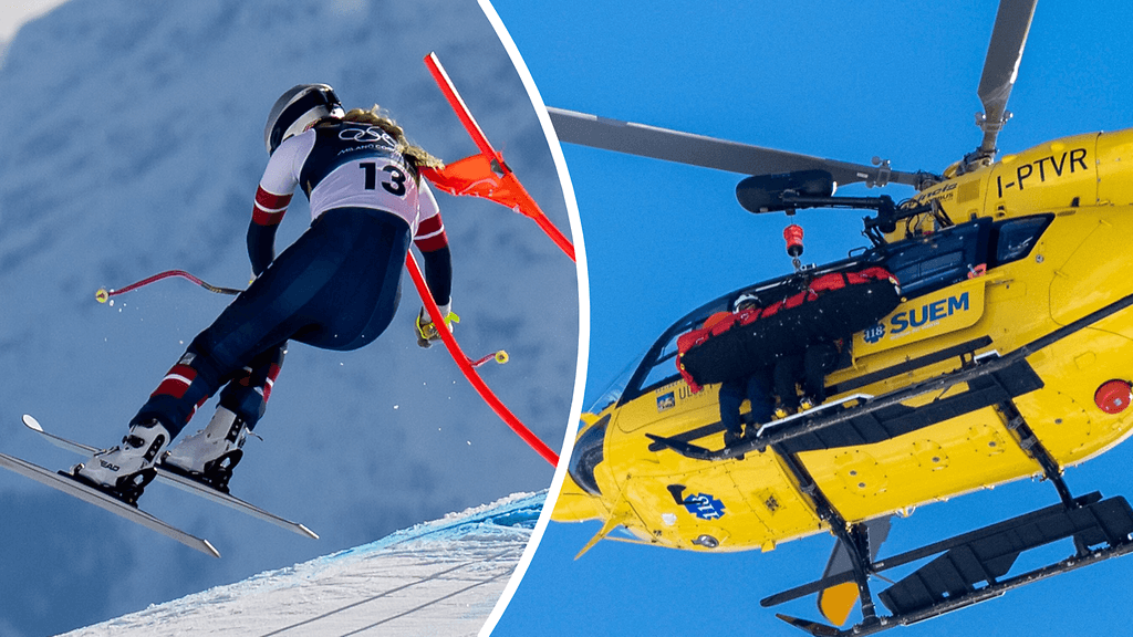 Lindsey Vonn kuljetettiin helikopterilla sairaalahoitoon Bormion olympiarinteen pahan kaatumisen jälkeen.