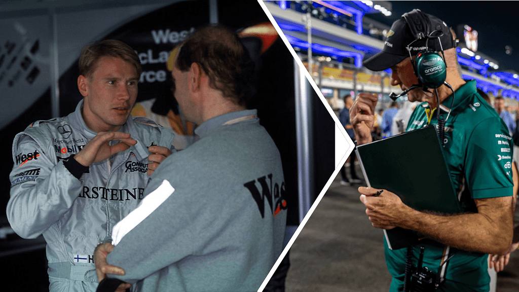 Adrian Newey aloitti Mika Häkkisen ensimmäisen mestaruusauton suunnittelun jo ennen kuin työskenteli virallisesti McLarenilla. Nyt hän on toiminut samalla tavalla Aston Martinin uuden auton kanssa.