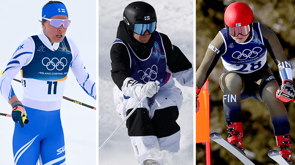 Kerttu Niskanen (vas.), Olli Penttala ja Rosa Pohjolainen ovat esillä talviolympialaisissa torstaina.