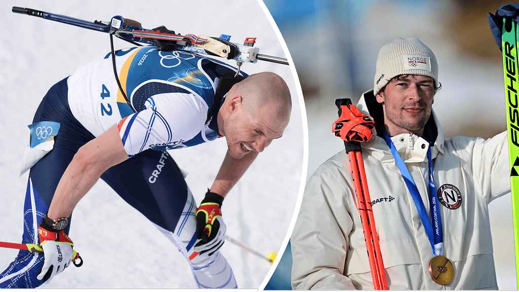 Emilien Jacquelin ja Sturla Holm Lägreid kävivät kovan taistelun olympiapronssista. Eikä taisto tauonnut vielä haastattelupisteelläkään.