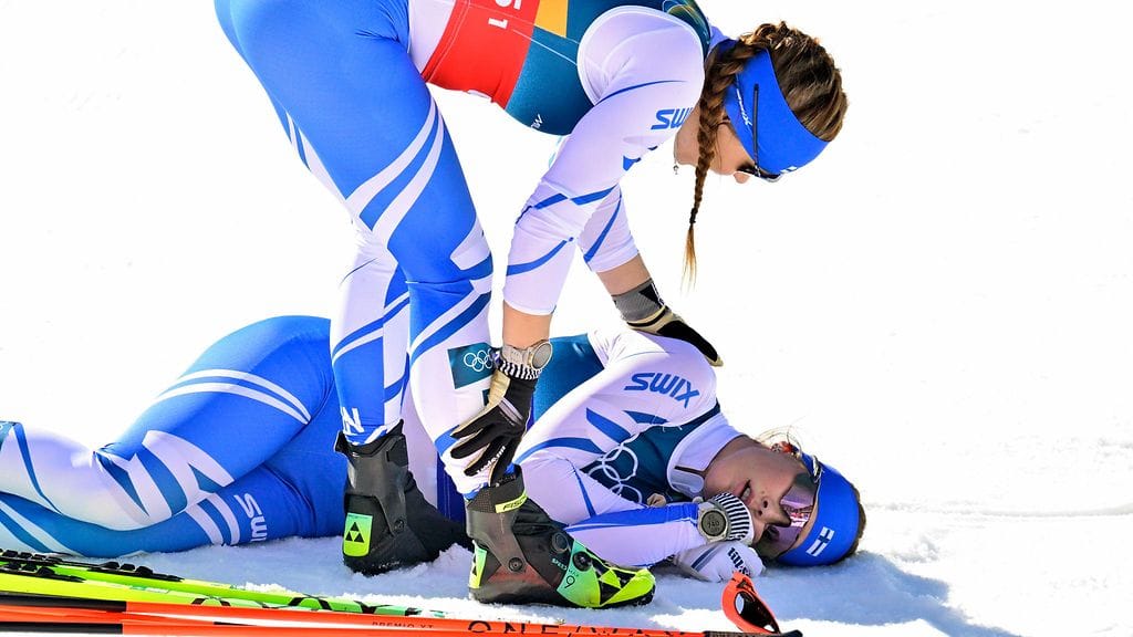 Jasmin Kähärä väsyi pahasti parisprintin päätösosuudella.