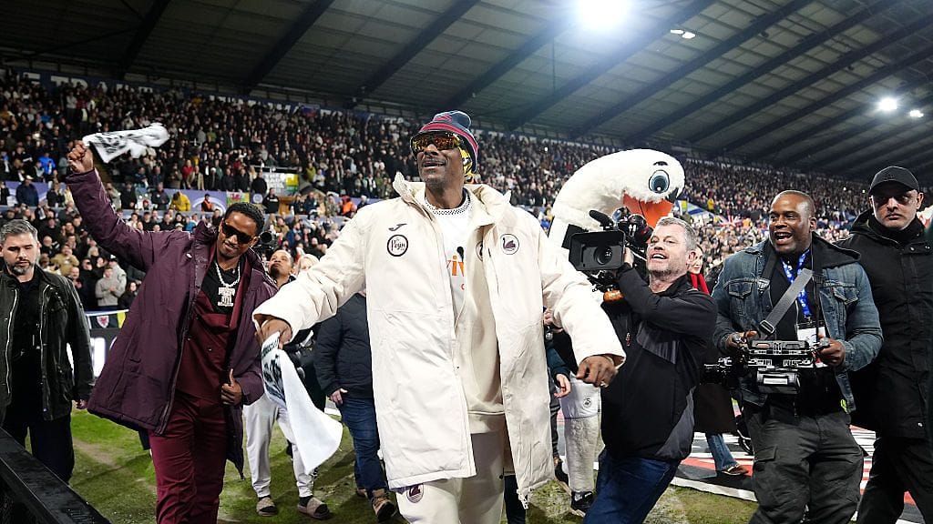 Snoop Dogg saapui Swansean otteluun tiistaina.