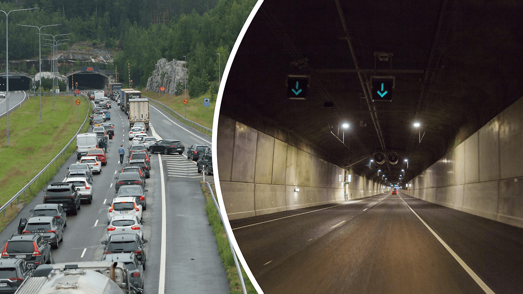 Vasemmalla Turunväylän tunneli ja oikealla Tampereen Rantatunneli.