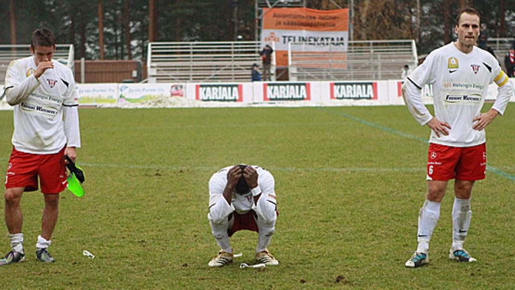 Viikinkien pelaajia pettyneenä